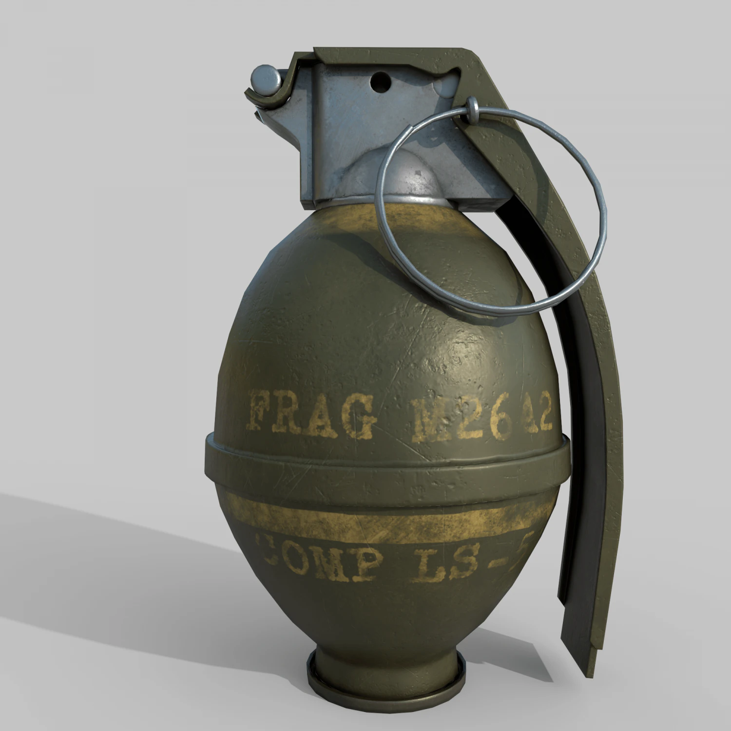 Grenade M26 3D Model .c4d .max .obj .3ds .fbx .stl .blend 