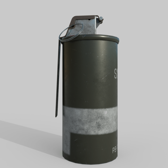 Grenade M18 Smoke Red 3D Model .c4d .max .obj .3ds .fbx .stl .blend 