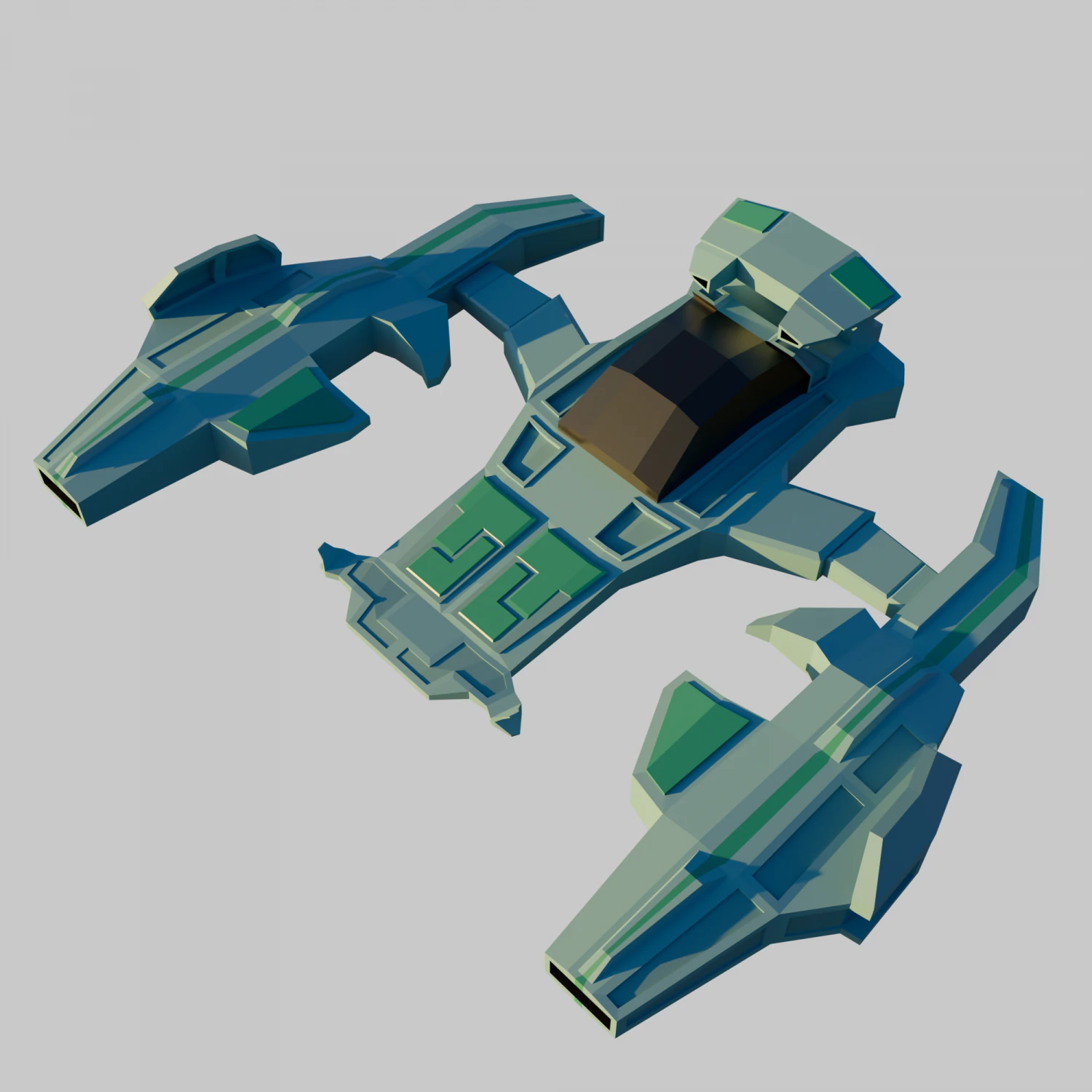 Low poly spaceship 3D Model .c4d .max .obj .3ds .fbx .stl .blend 