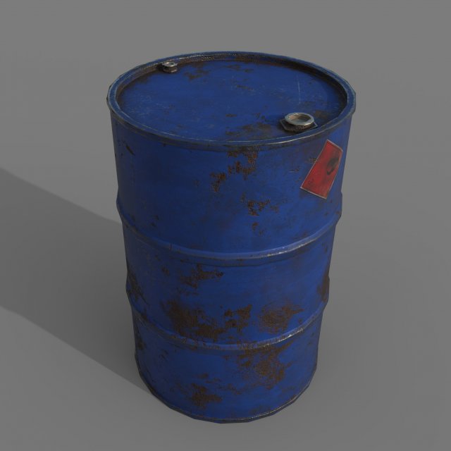Barrel blue rusty 3D 모델 .c4d .max .obj .3ds .fbx .stl .blend 