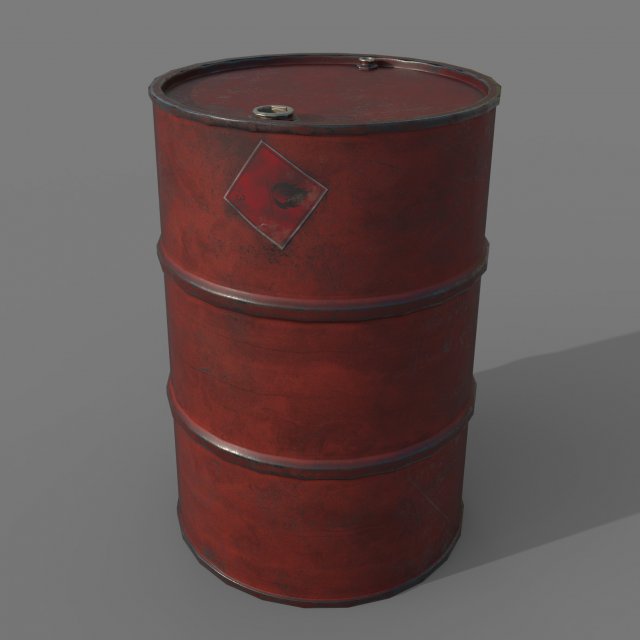 Barrel red dirty 3D Model .c4d .max .obj .3ds .fbx .stl .blend 