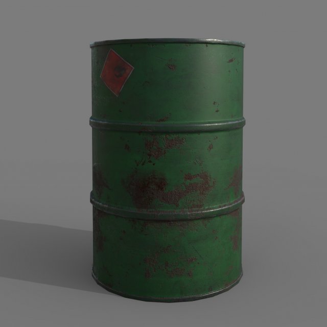 Barrel green rusty 3D Model .c4d .max .obj .3ds .fbx .stl .blend 