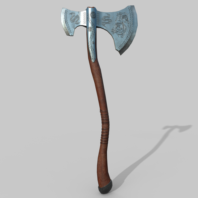 Viking steel ax 3D Model .c4d .max .obj .3ds .fbx .stl .blend 