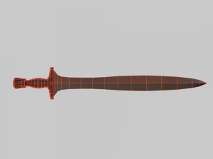 Sword with brass handle 3D Model