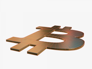 Bitcoin golden logo 3D Model