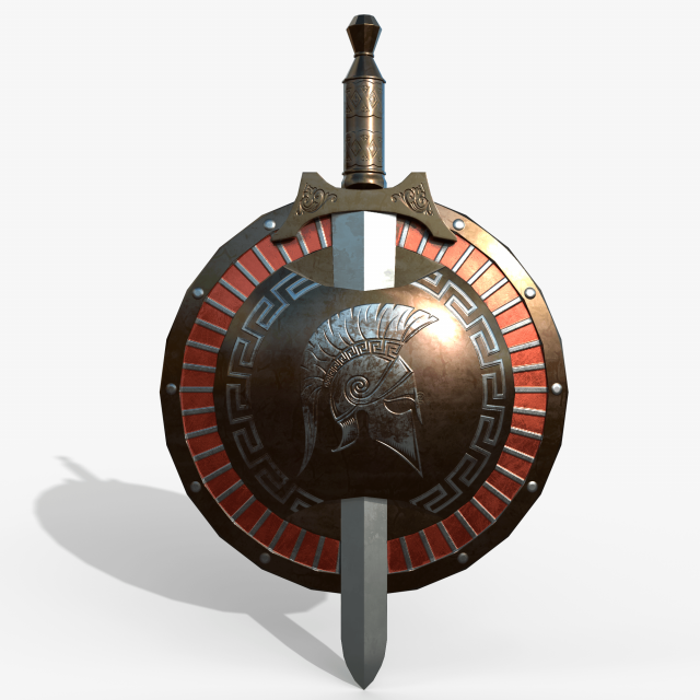 Spartan medallion Model 3D .c4d .max .obj .3ds .fbx .stl .blend 