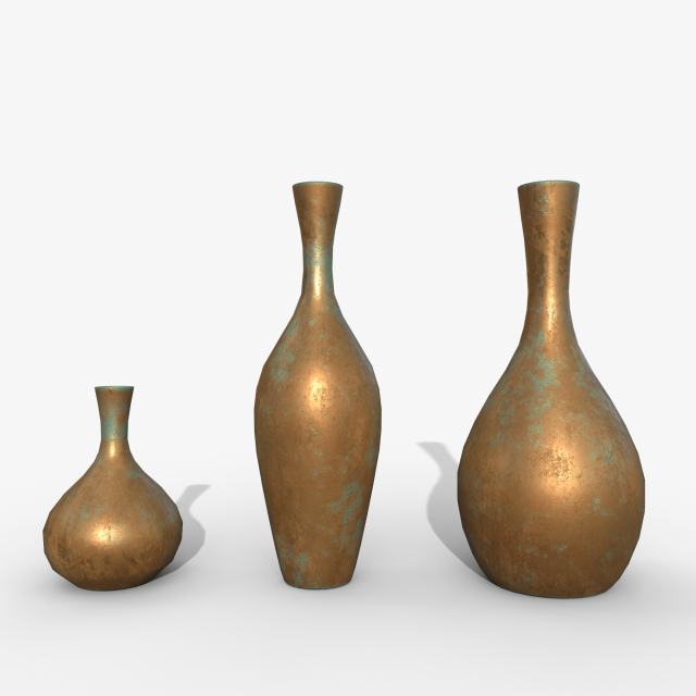 Vases asset Bronze oxidized Model 3D .c4d .max .obj .3ds .fbx .stl .blend 