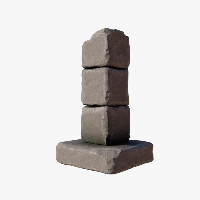 Broken column 3D Model .c4d .max .obj .3ds .fbx .stl .blend 