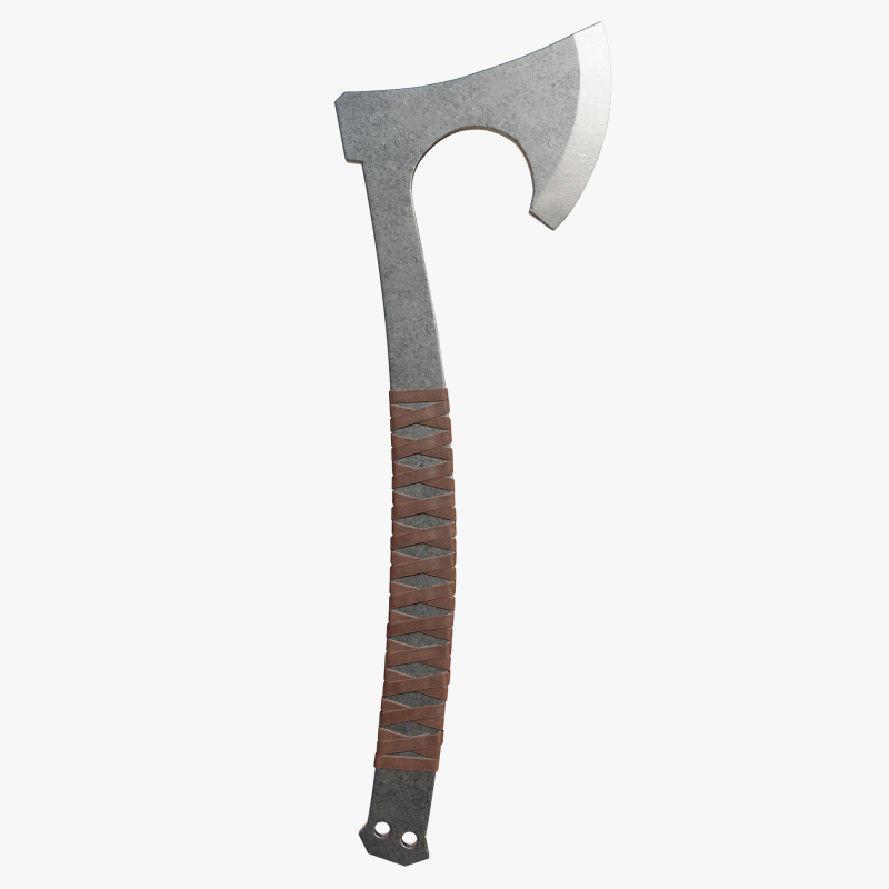 Steel axe with leather wrapping Modello 3D .c4d .max .obj .3ds .fbx .stl .blend 