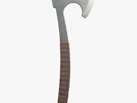 Steel axe with leather wrapping 3D Model