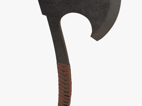 Steel axe with leather wrapping Modello 3D