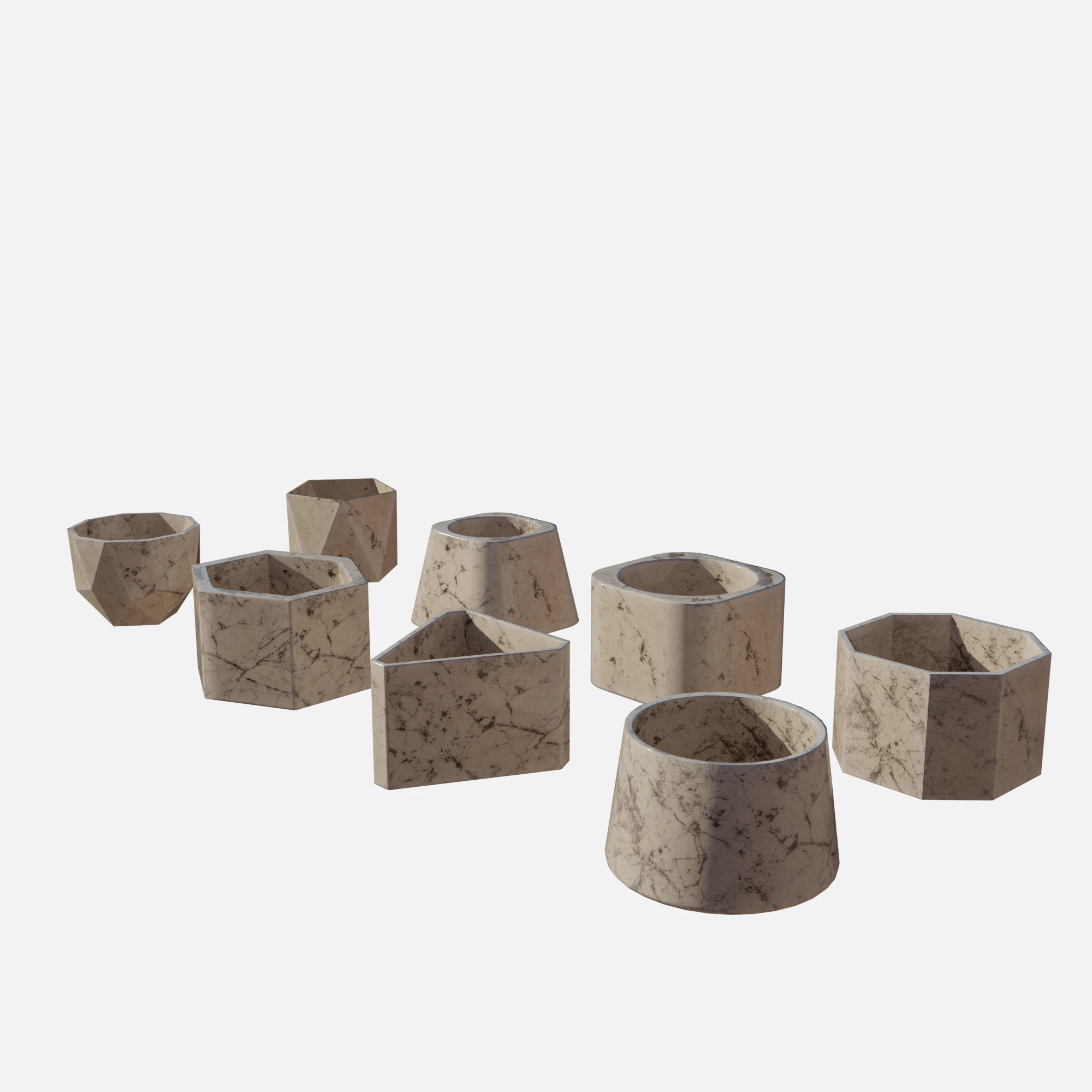 Cement Marble White pot 3D Model .c4d .max .obj .3ds .fbx .stl .blend 