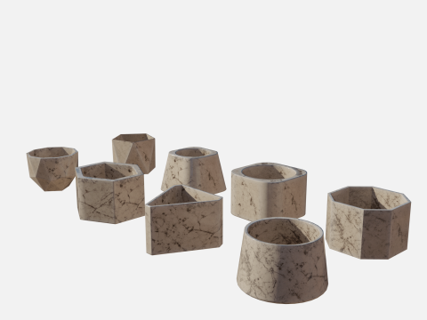 Cement Marble White pot Modelo 3D