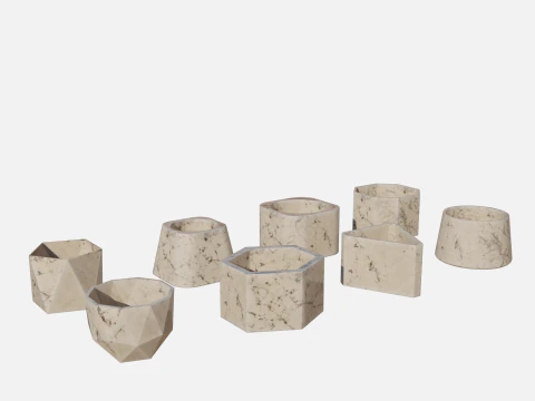 Cement Marble White pot 3D Model