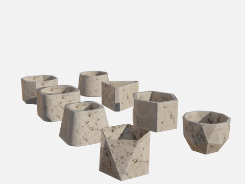 Cement Marble White pot 3D Model
