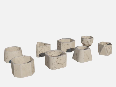 Cement Marble White pot 3D Model