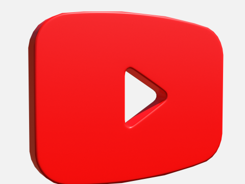 Youtube logo rectangle Modèle 3D