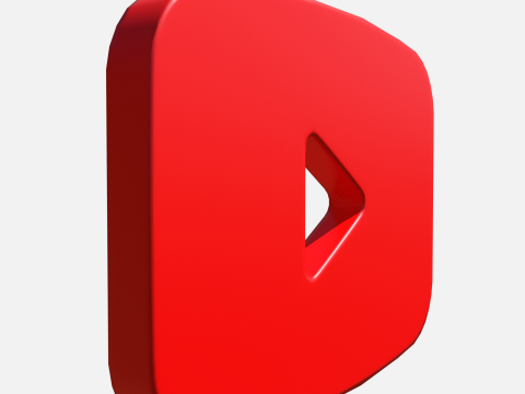 Youtube logo rectangle Modèle 3D