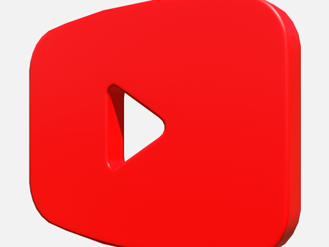 Youtube logo rectangle Modèle 3D