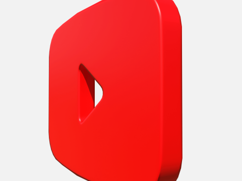 Youtube logo rectangle Modèle 3D
