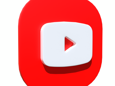 Youtube logo square rounded 2 3D 모델