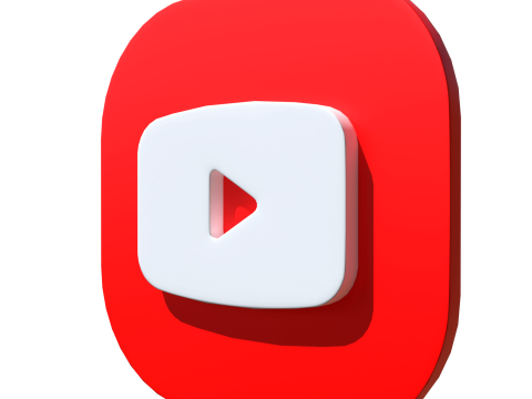 Youtube logo square rounded 2 3D 모델