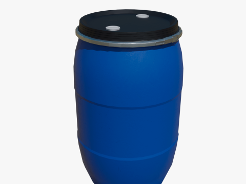 Plastic barrel blue 200 L 3D Модель