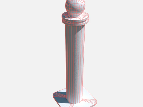 Metal road pole 100 cm 3D Model
