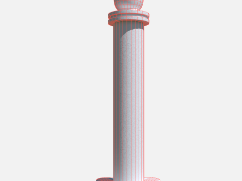 Metal road pole 100 cm Model 3D
