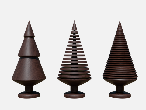 Wood tree decor collection 3D Model