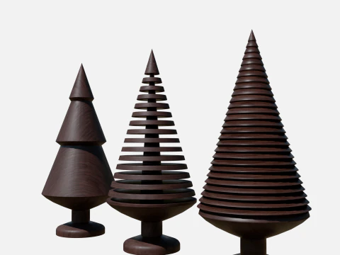 Wood tree decor collection 3D Model