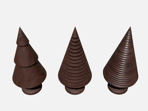 Wood tree decor collection 3D Model