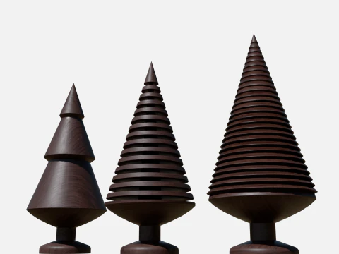 Wood tree decor collection 3D Model