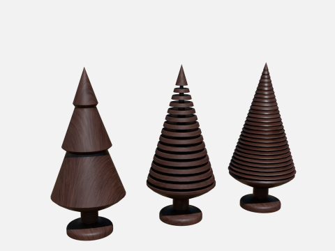 Wood tree decor collection Model 3D