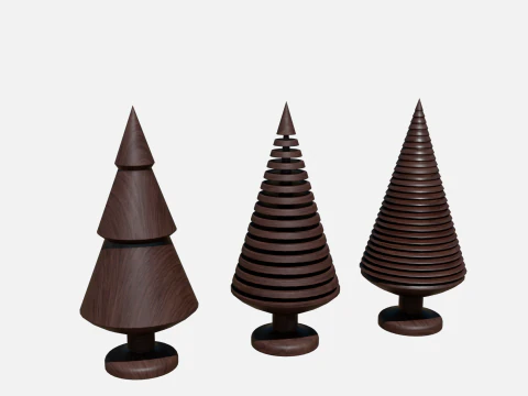 Wood tree decor collection 3D Model