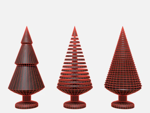 Wood tree decor collection 3D Model