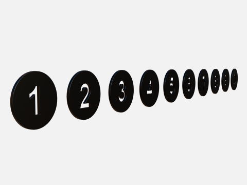Collection of round numbers black Modelo 3D