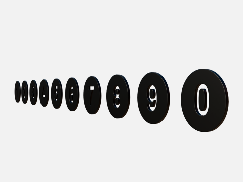 Collection of round numbers black Modelo 3D