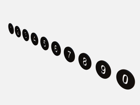 Collection of round numbers black Modelo 3D