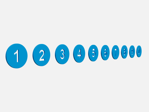 Collection of round numbers blue 3D-Modell