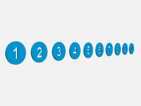 Collection of round numbers blue 3D Model