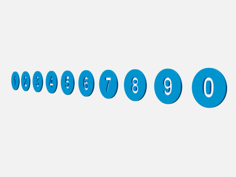 Collection of round numbers blue 3D-Modell