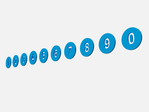 Collection of round numbers blue 3D-Modell