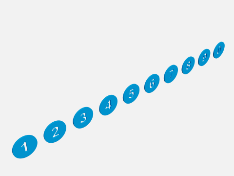 Collection of round numbers blue 3D-Modell