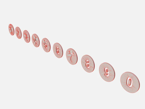 Collection of round numbers blue 3D Model