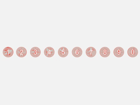 Collection of round numbers blue 3D Model