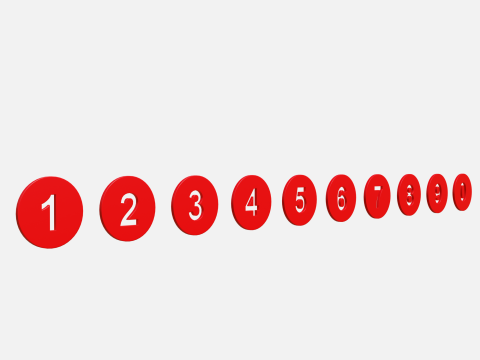 Collection of round numbers red 3D 모델