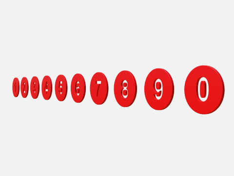 Collection of round numbers red 3D 모델