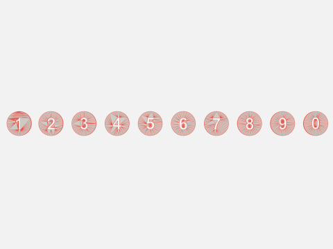 Collection of round numbers red 3D 모델