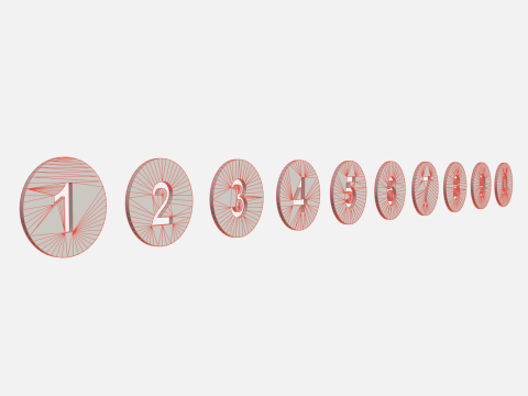 Collection of round numbers red 3D 모델